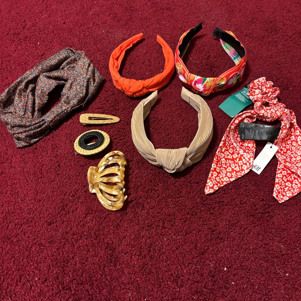 HAIR ACCESSORY LOT 8 pc CLIP BARRETTES TWILLY HEADBANDS ALL NEW